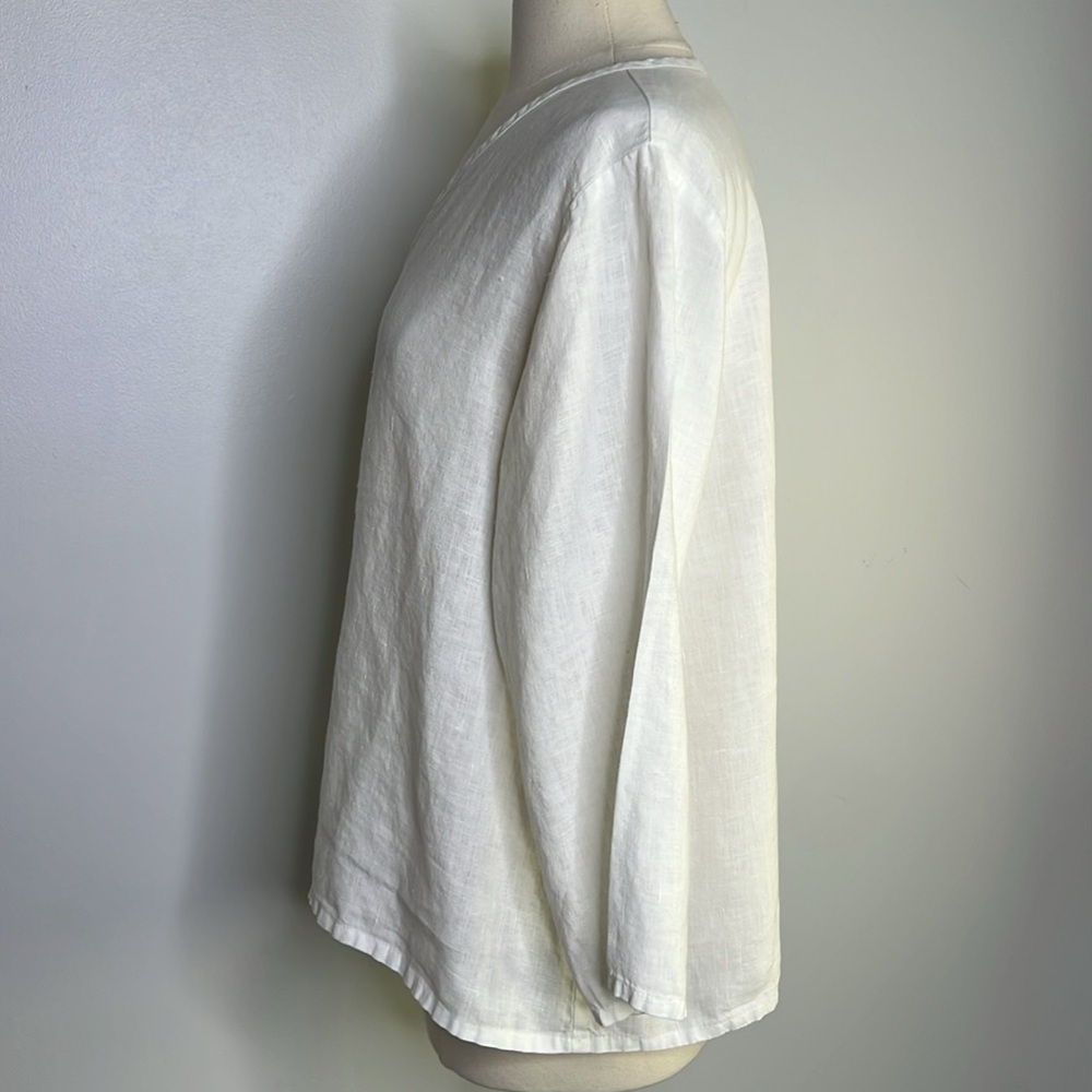 Flax linen v neck pullover top size medium - Picture 6 of 10